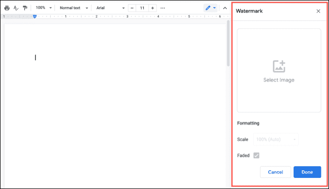 WatermarkSidebar GoogleDocsWatermark - Πώς να εισάγετε ένα υδατογράφημα εικόνας
