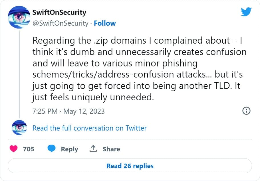 Tweet SwiftOnSecurity
