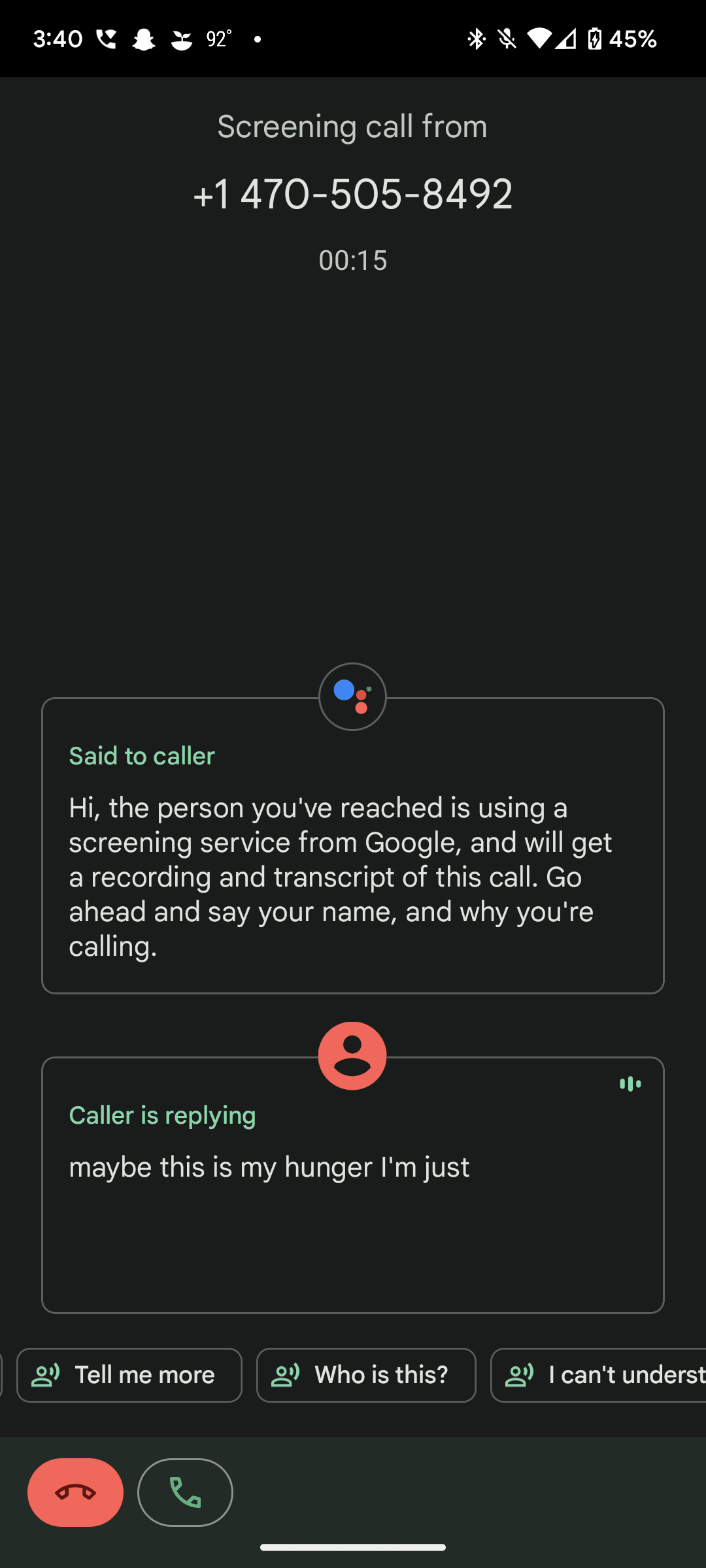 Google Pixel Call Screening 6