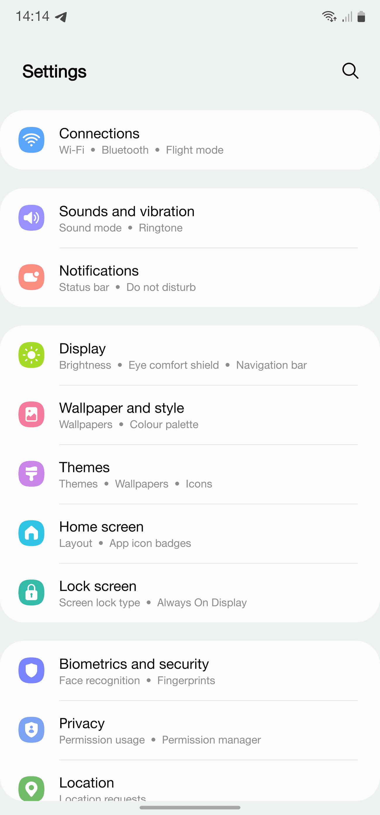 Μενού ρυθμίσεων για μια εφαρμογή στο Android.