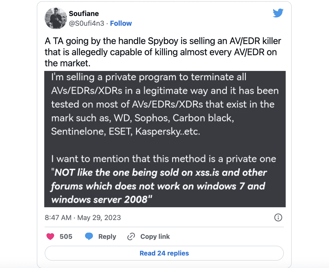 Σουφιάνε tweet Εξολοθρευτής