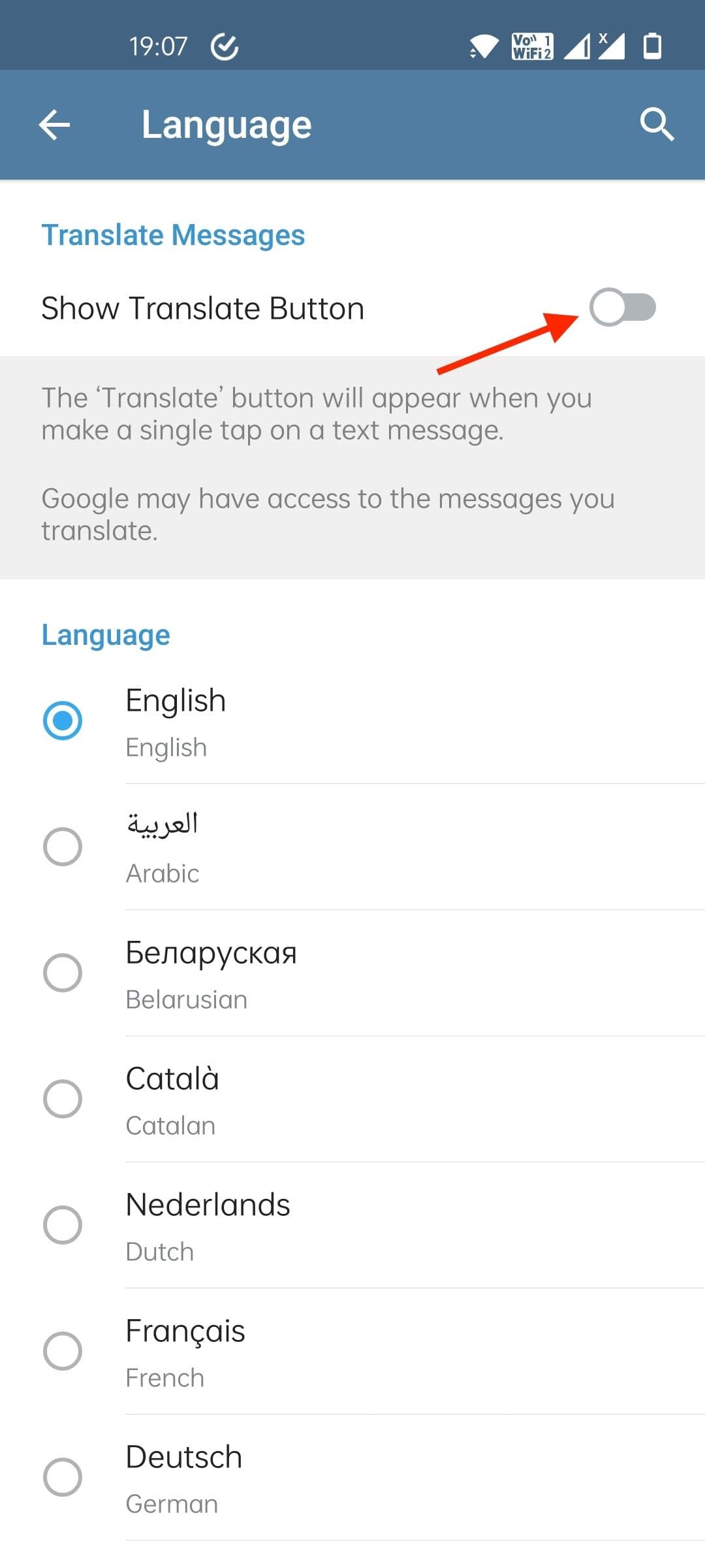 Τηλεγραφική δυνατότητα ενεργοποίησης μετάφρασης