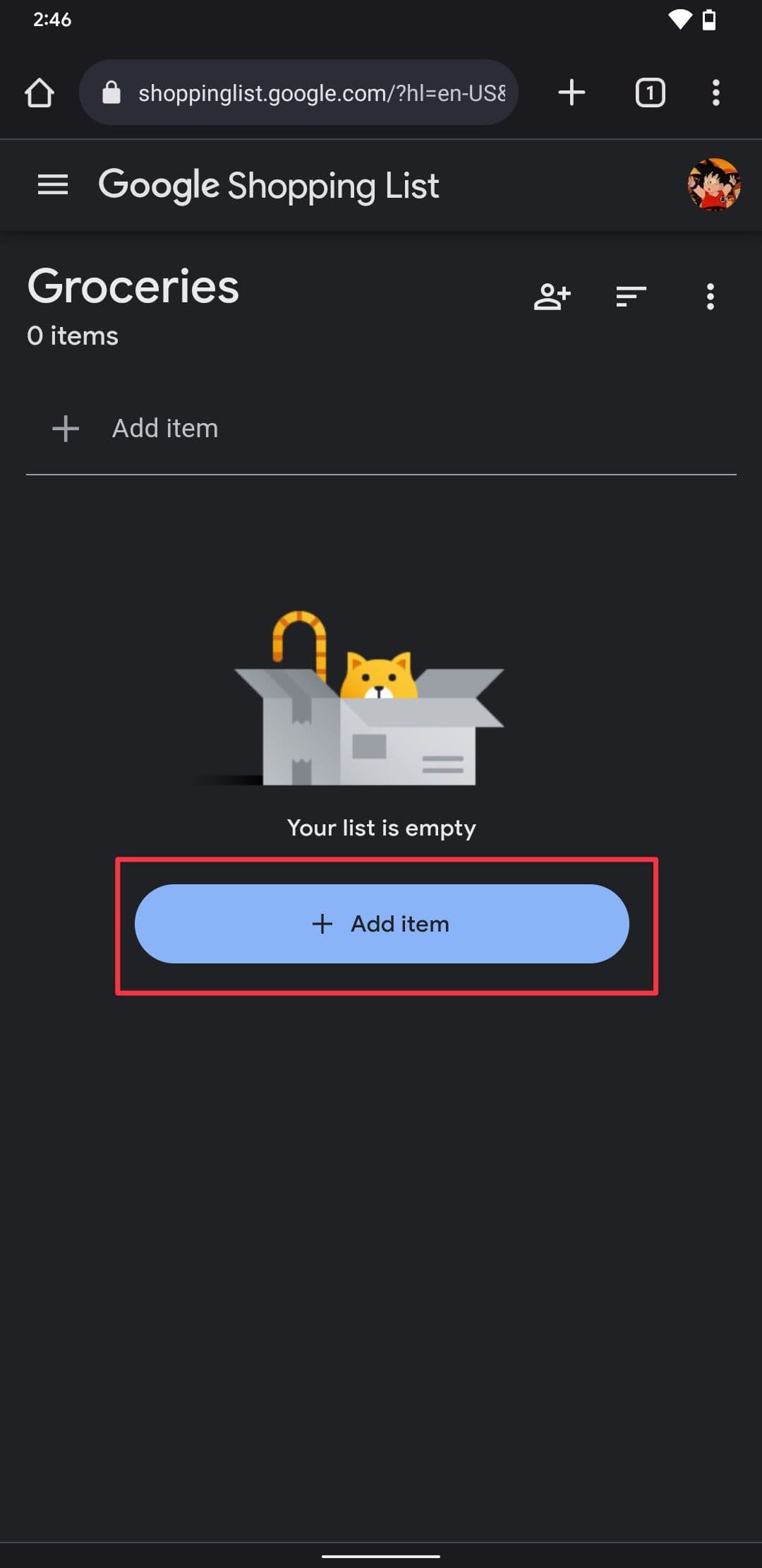 Προσθήκη αντικειμένων στη λίστα αγορών Google