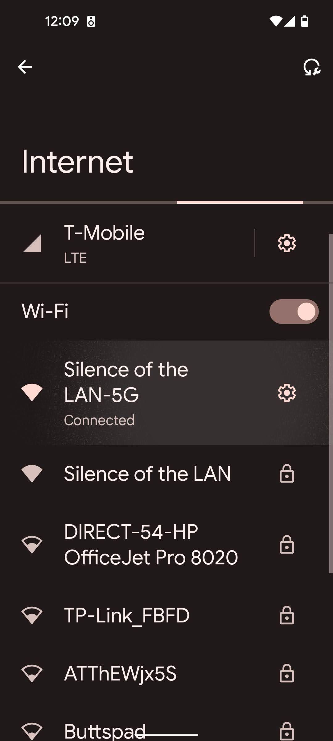 Το μενού Internet σε ένα τηλέφωνο Android