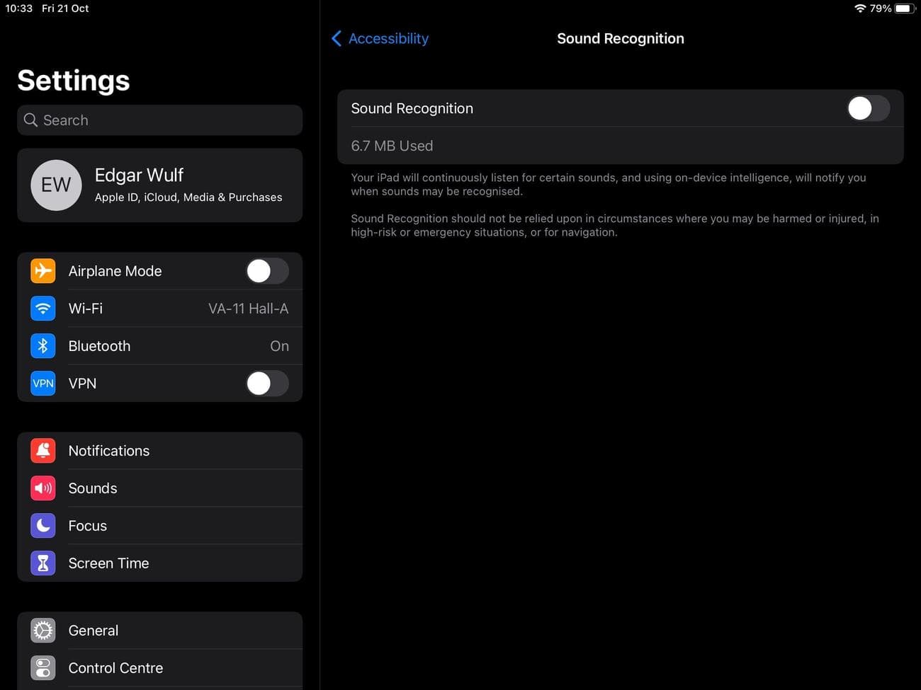 Λειτουργίες προσβασιμότητας της Αναγνώρισης Ήχου iOS