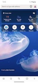 Στιγμιότυπο οθόνης εφαρμογής brave προγράμματος περιήγησης που δείχνει τη σελίδα νέας καρτέλας