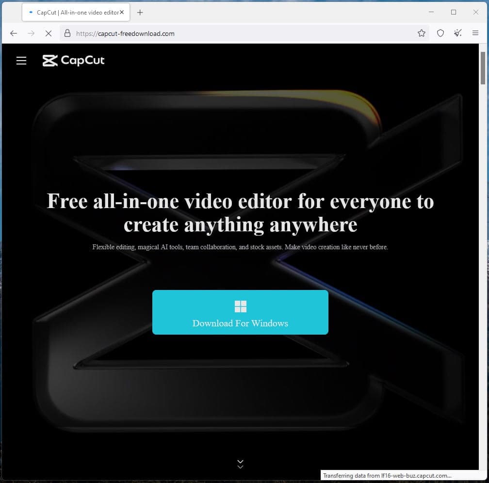 Ένας ψεύτικος ιστότοπος CapCut