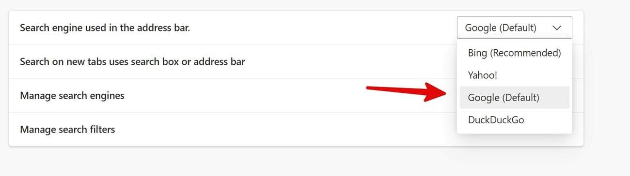 google ως προεπιλεγμένη μηχανή αναζήτησης στο microsoft edge