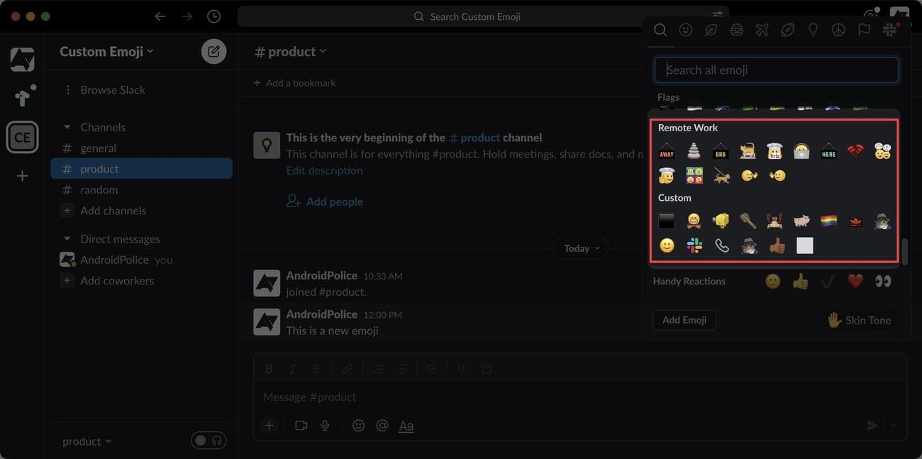 Επιλογή προσαρμοσμένων emoji για αντίδραση