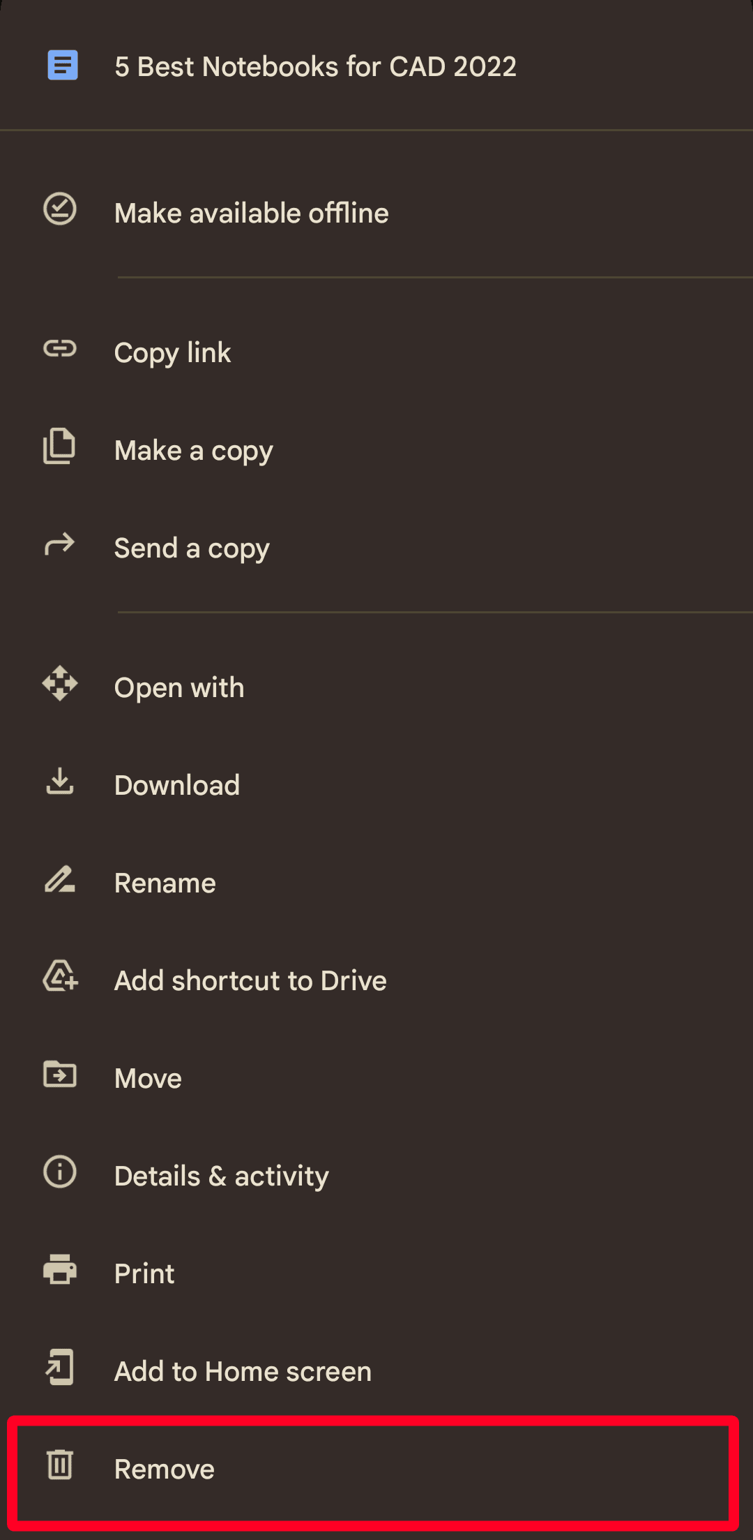 Διαγραφή αρχείου στην εφαρμογή Google Drive για κινητά