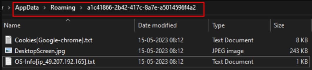 Κατάλογος με τυχαία ονομασία που περιέχει τα κλεμμένα δεδομένα
