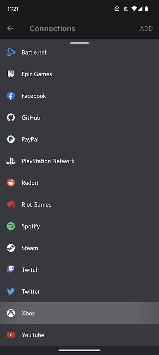 στιγμιότυπο οθόνης της εφαρμογής discord που δείχνει εφαρμογές με τις οποίες πρέπει να συνδεθείτε