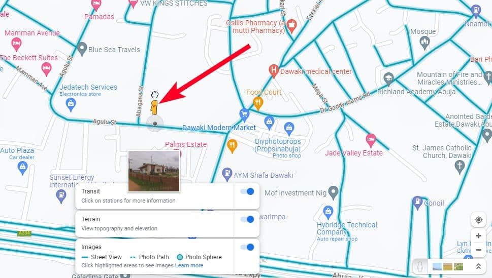 Σύρετε το ανθρωπάκι σε μια τοποθεσία για να εισέλθετε στο Street View στους Χάρτες Google