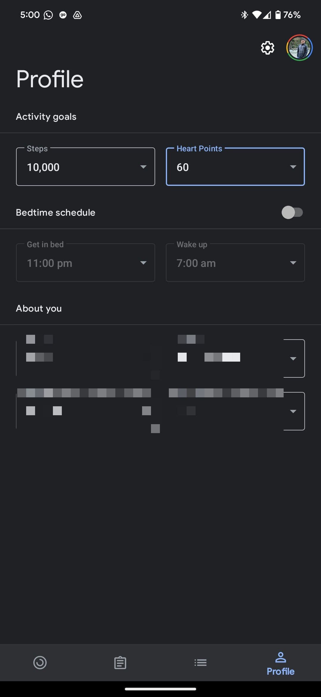 Προφίλ Google Fit