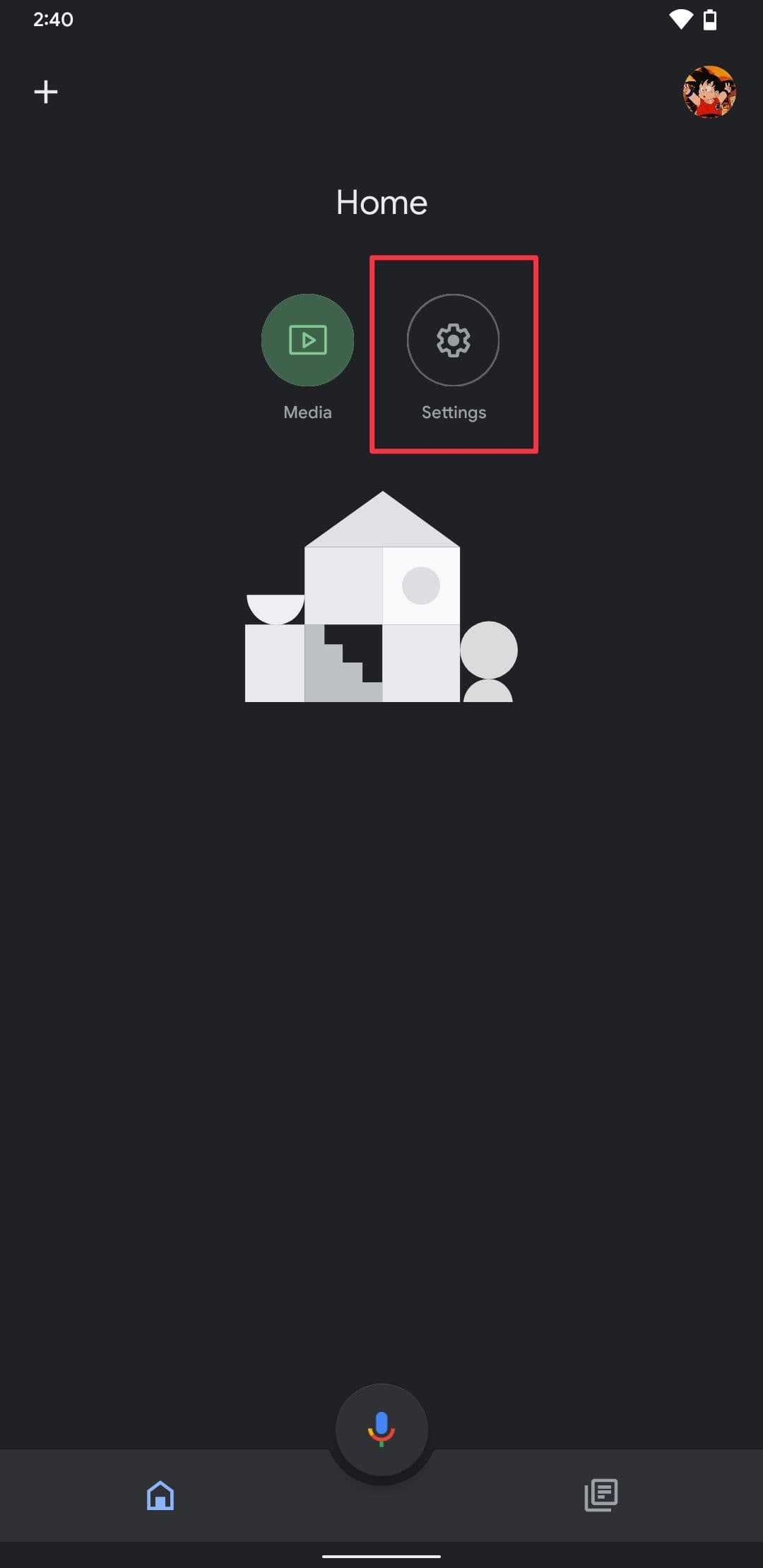 Στιγμιότυπο οθόνης αρχικής αρχικής σελίδας Google που δείχνει το κουμπί Ρυθμίσεις