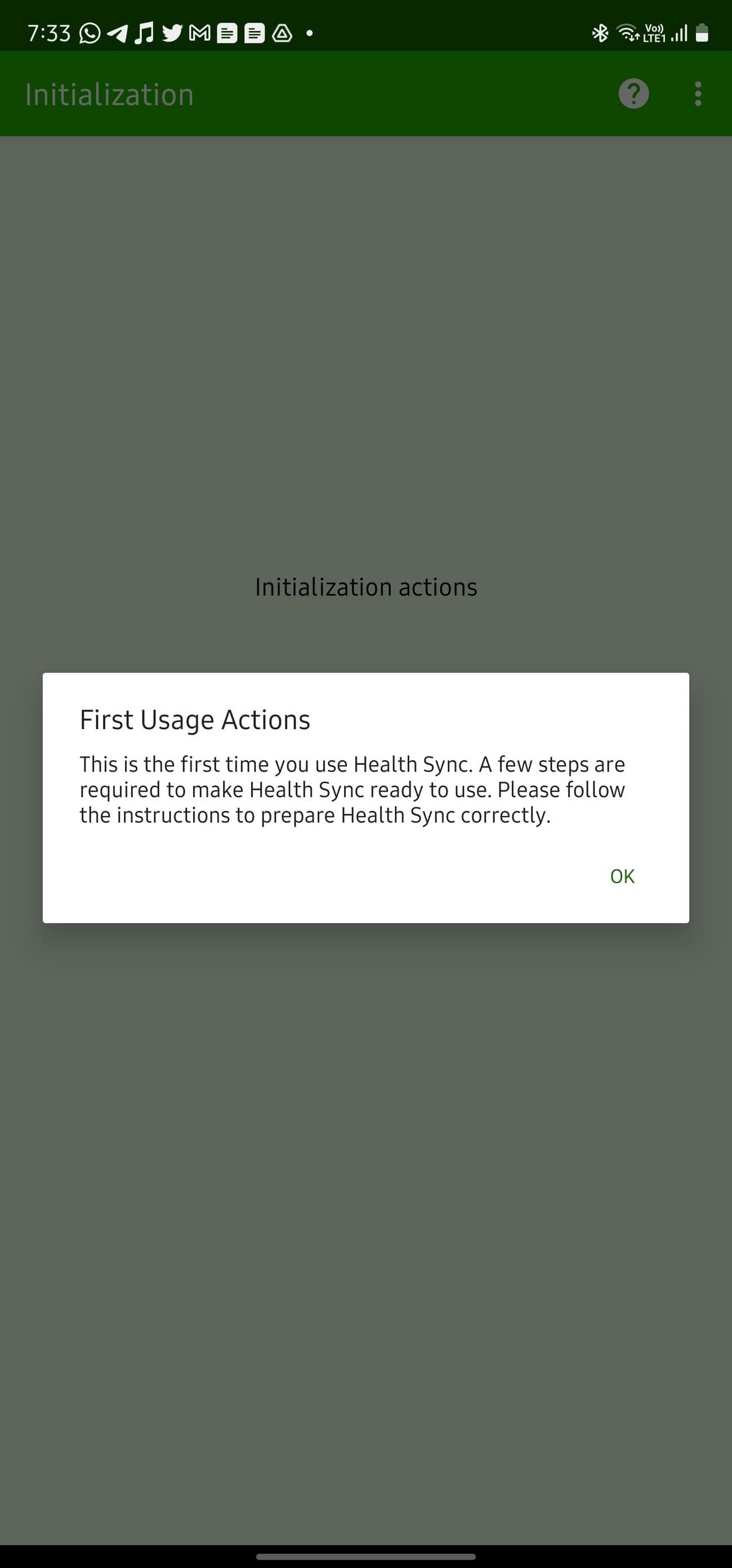 Άδεια πρώτης εκτέλεσης Health Sync