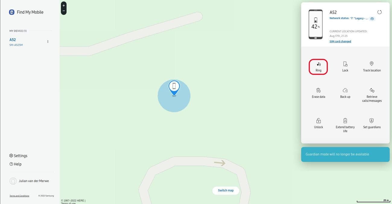 samsung βρείτε τη σελίδα του κινητού μου με τονισμένο το κουμπί κλήσης