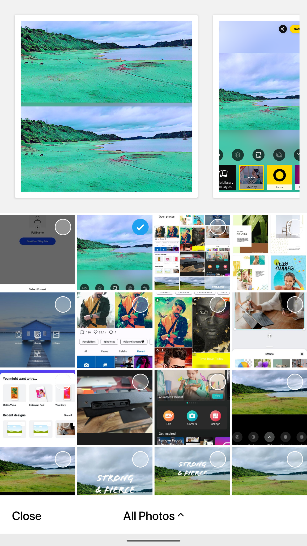 Η εφαρμογή Instasize εμφανίζει ένα κολάζ φωτογραφιών