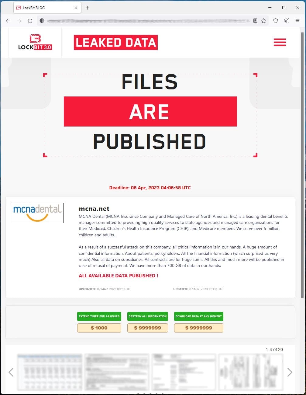 Το LockBit διαρρέει όλα τα αρχεία MCNA