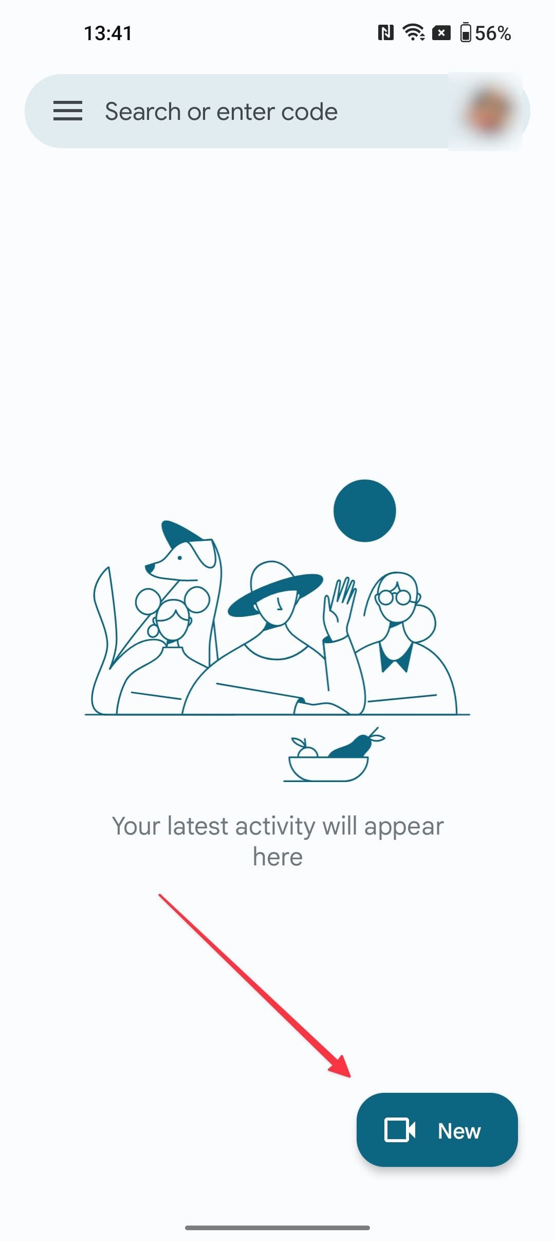 Στιγμιότυπο οθόνης αρχικής σελίδας του Google Meet