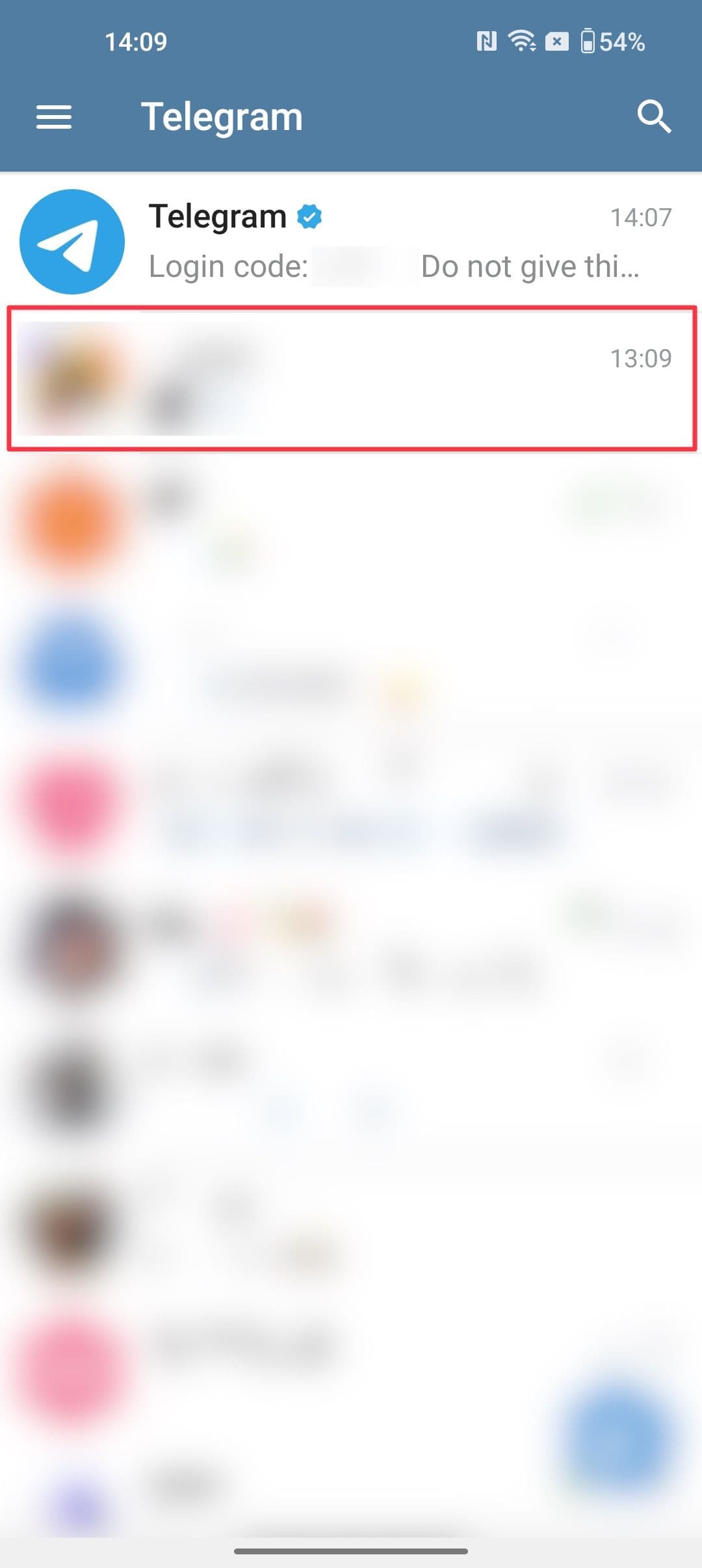 Στιγμιότυπο οθόνης σελίδας συνομιλιών εφαρμογής Telegram