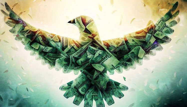 A bird made out of money