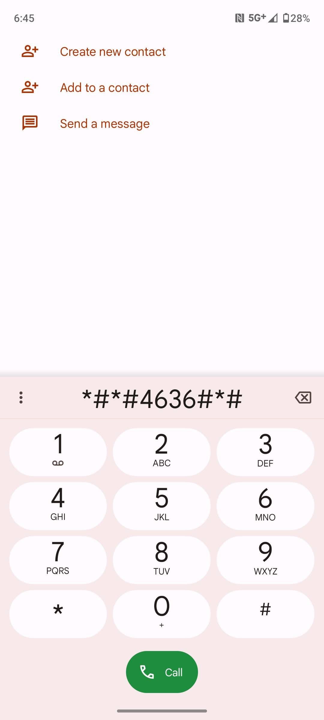 Dialer της Motorola με πληκτρολογημένο τον τηλεφωνικό κωδικό.