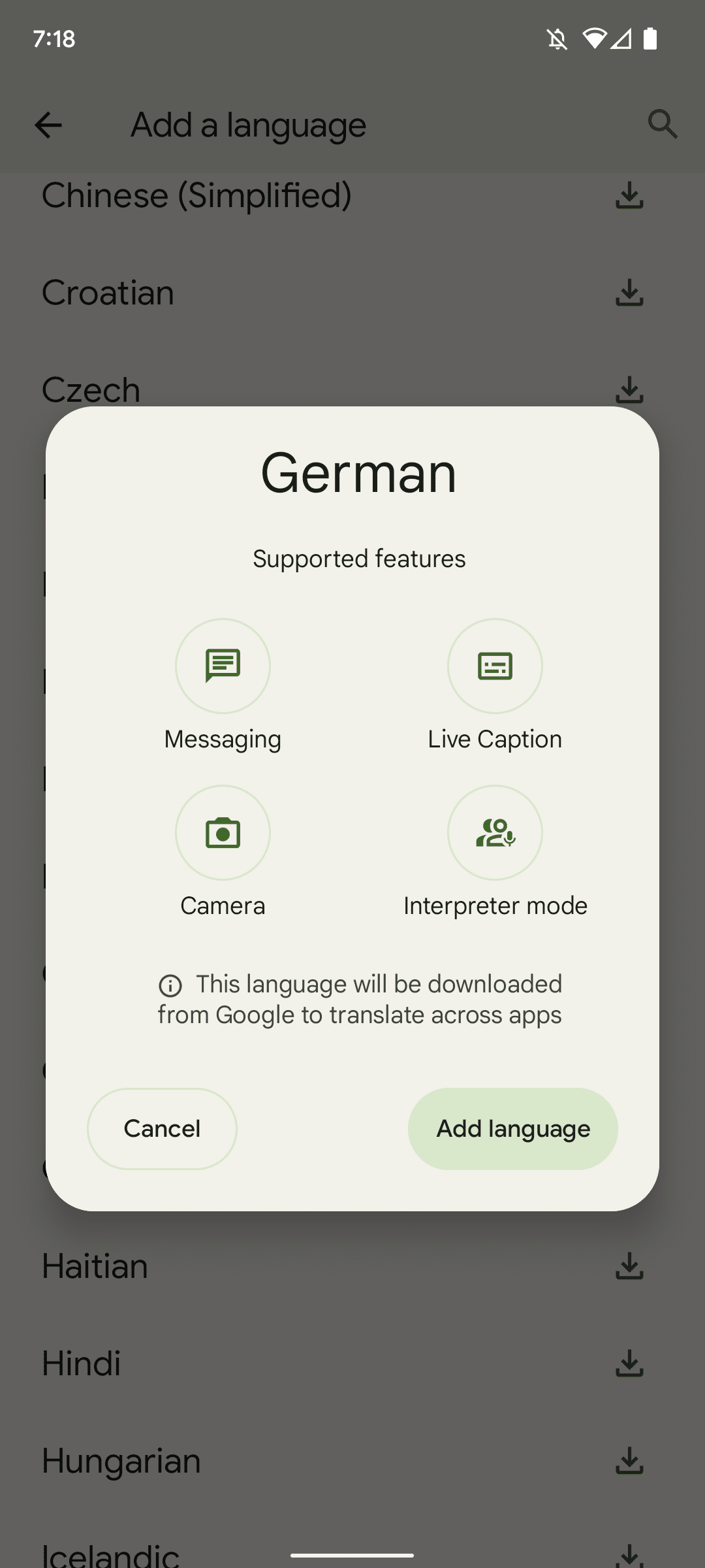 χαρακτηριστικά γλώσσας του εργαλείου ζωντανής μετάφρασης