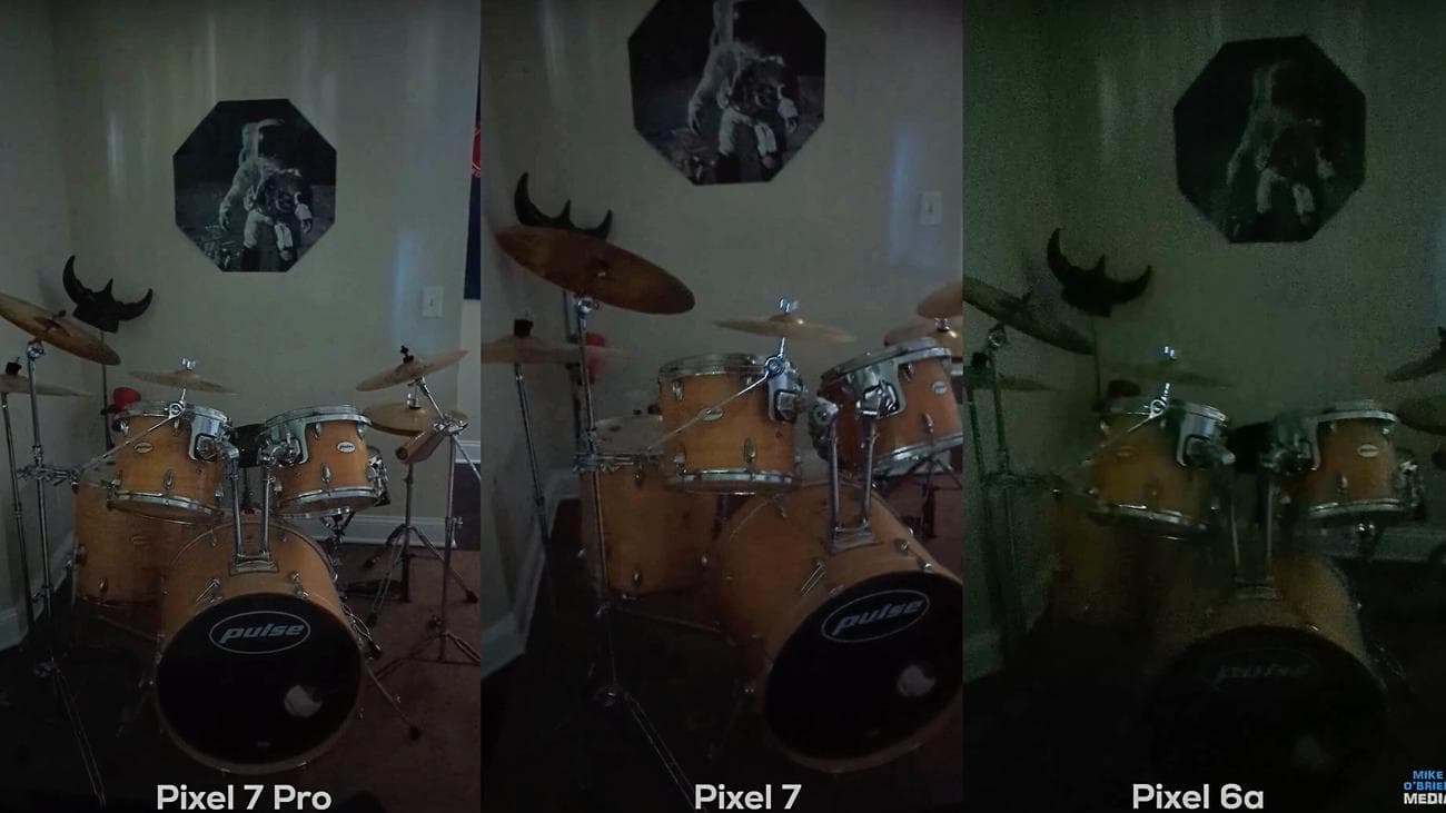 Απόδοση βίντεο χαμηλού φωτισμού του αισθητήρα 1/1,3 του Pixel 7 έναντι της κάμερας 1/2,55 του Pixel 6a.  Μια παρόμοια διαφορά στη φωτεινότητα και την ποιότητα θα πρέπει τώρα να έρχεται στο Pixel 7a.  - Pixel 7a τεράστια νέα κάμερα 64MP: 500 $ Το Android θέτει 1.000 $ για iPhone και Galaxy σε αναμονή