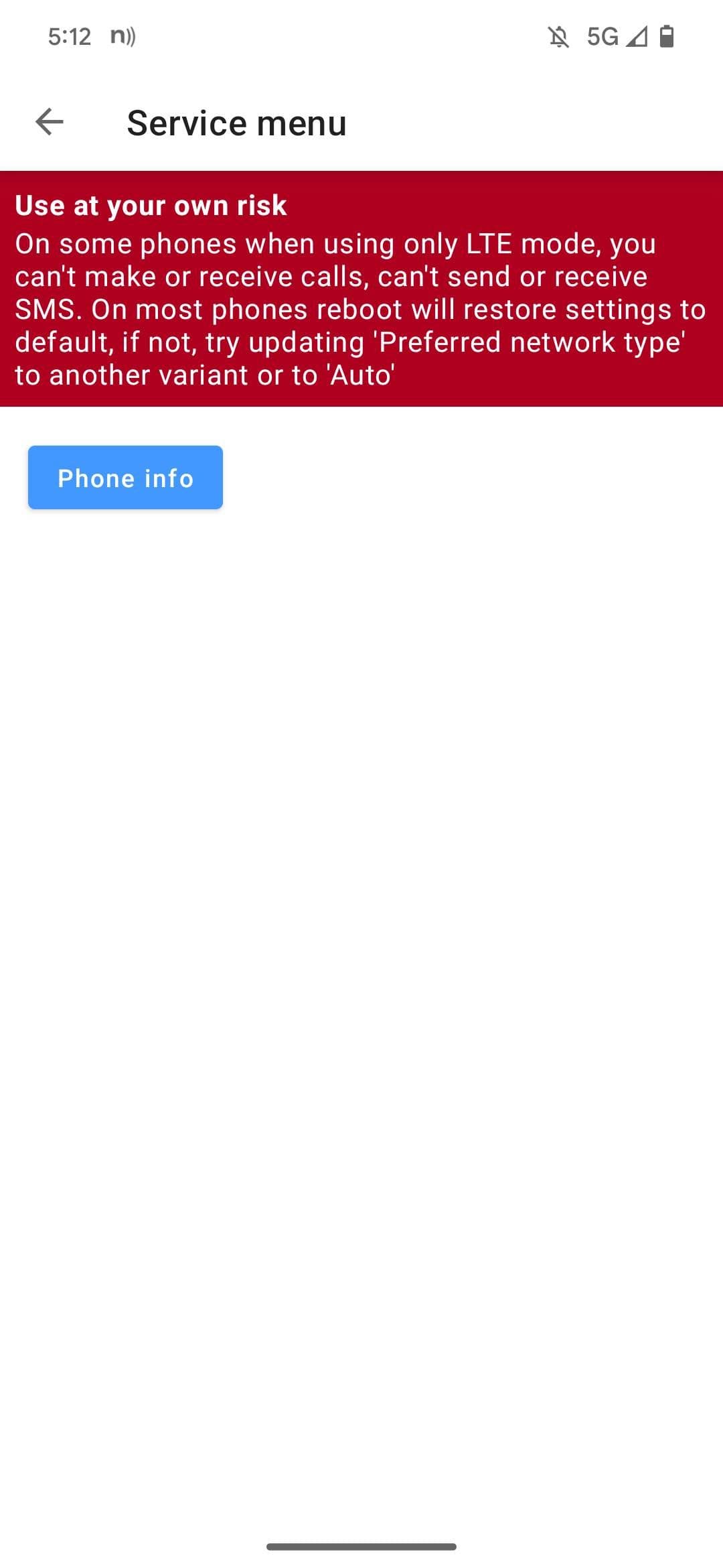 Netmonitor σε ένα Pixel, παρέχοντας μια προειδοποίηση για χρήση της εφαρμογής με κίνδυνο του χρήστη