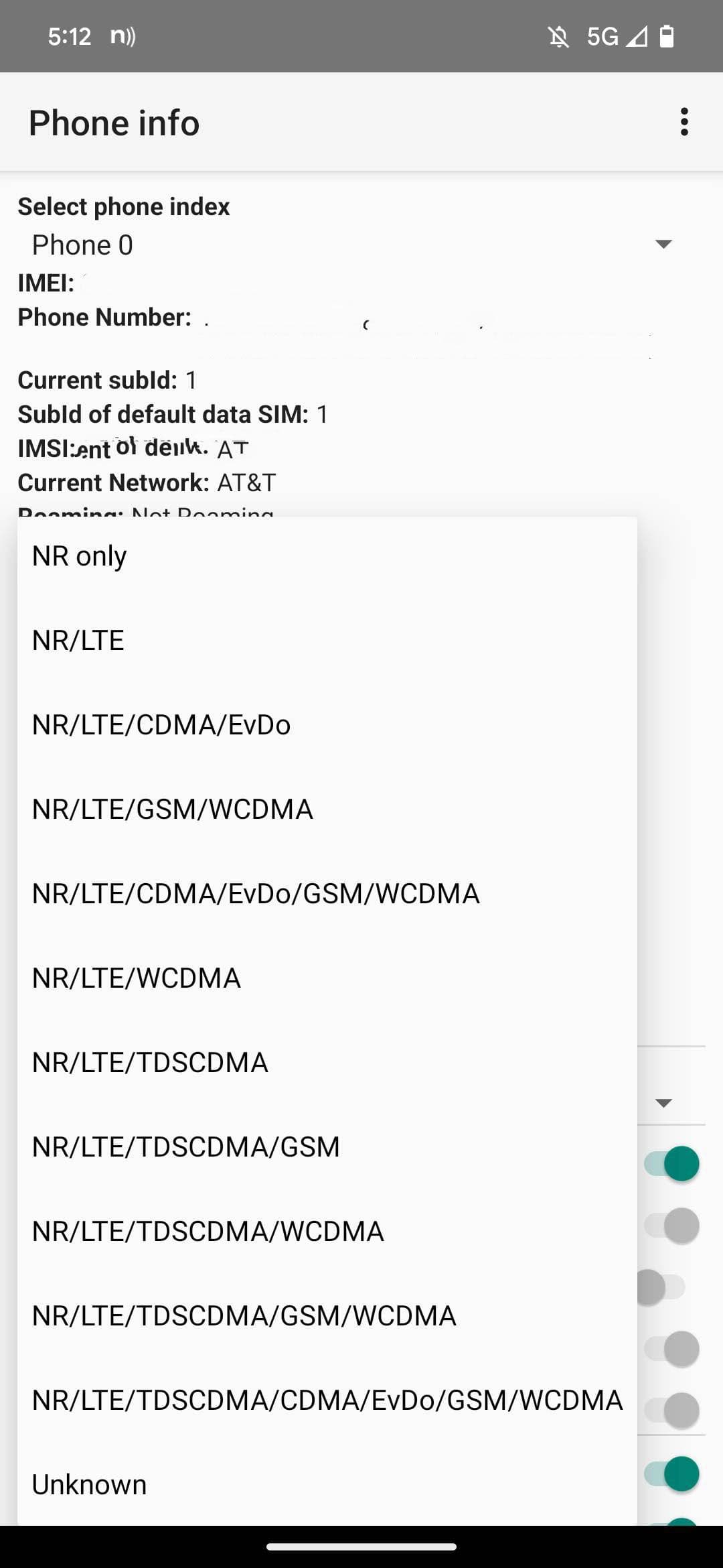 Η εφαρμογή Netmonitor σε ένα Pixel με ανοιχτό το αναπτυσσόμενο μενού για ρυθμίσεις δικτύου.