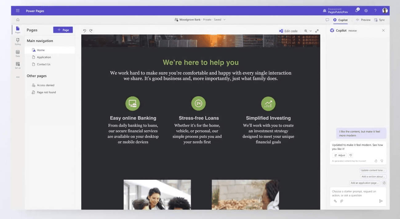Copilot στο Power Pages