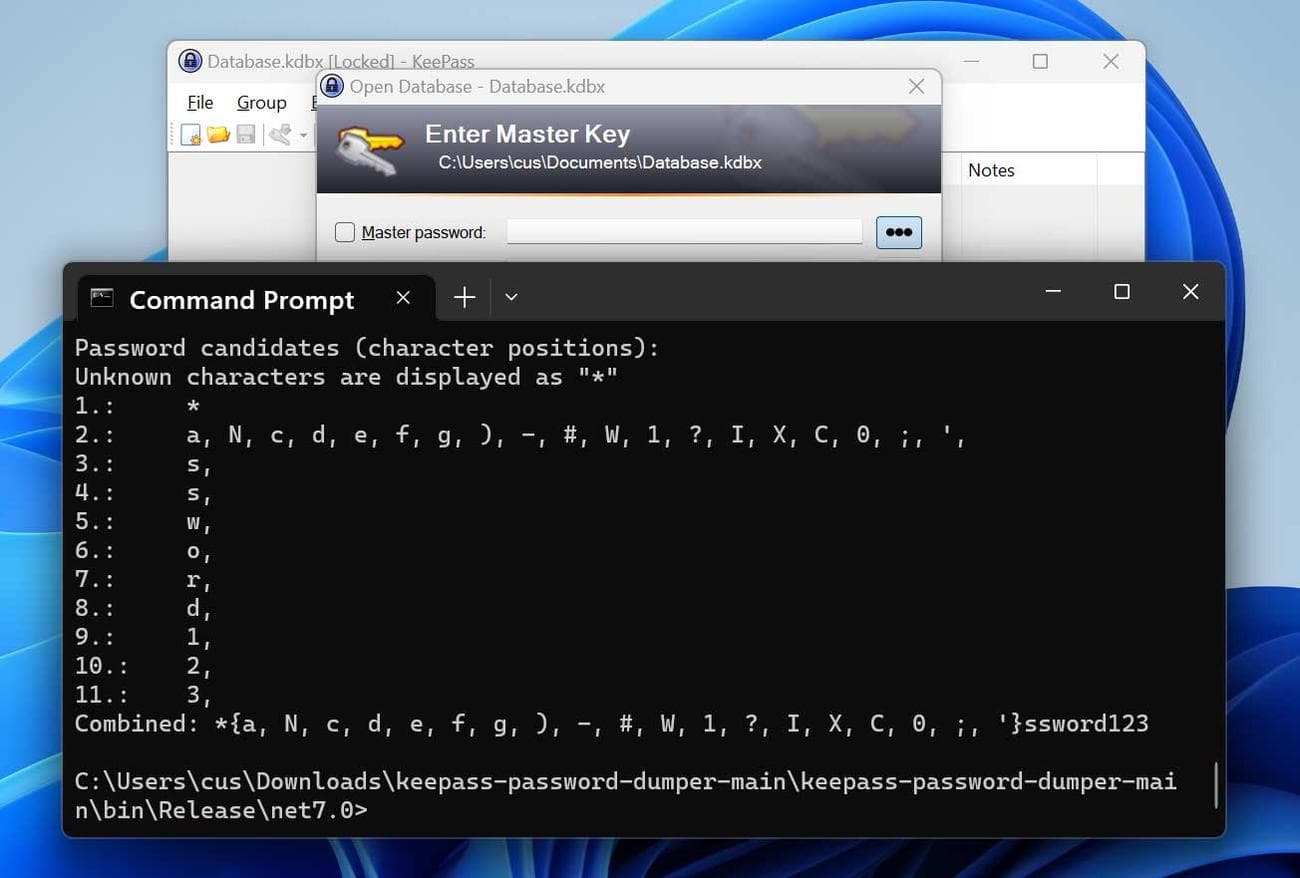 Εξαγωγή του μεγαλύτερου μέρους του κύριου κωδικού πρόσβασης KeePass