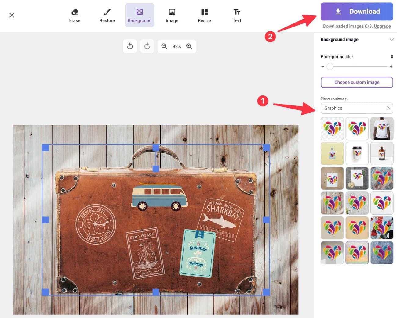 προσθέστε φόντο στη φωτογραφία και πραγματοποιήστε λήψη στο Retouchup