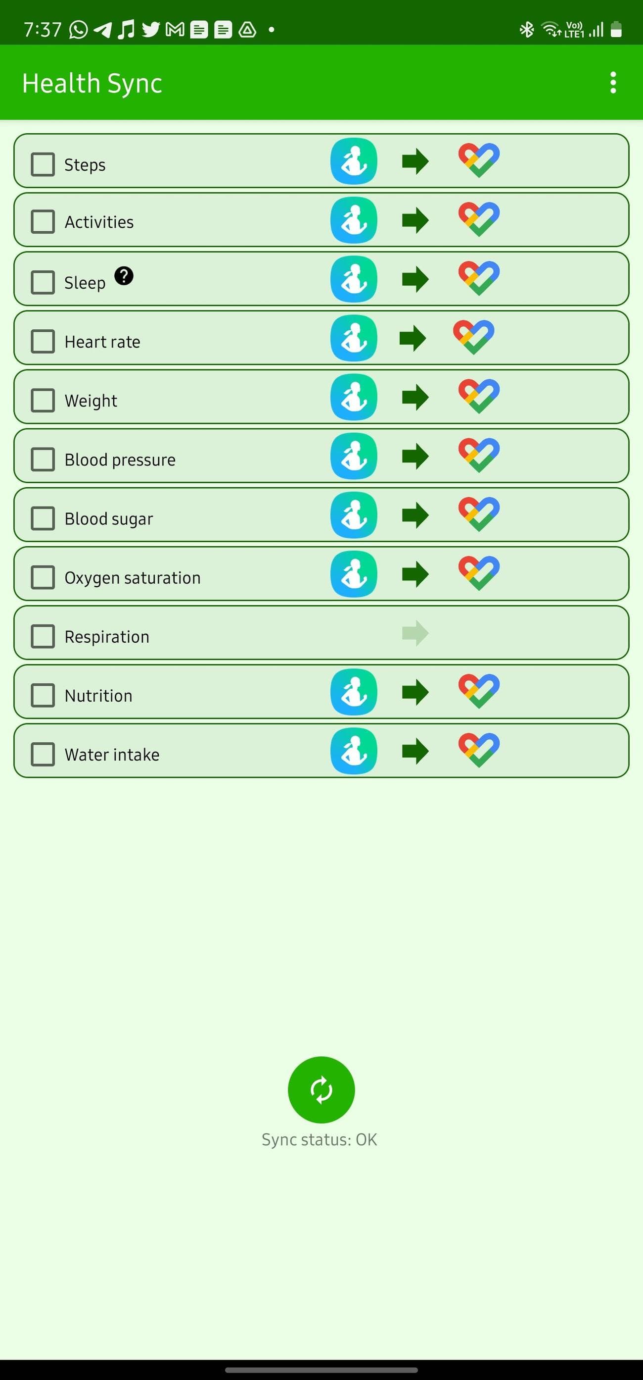 Άδεια συγχρονισμού Samsung Health και Google Fit στο Health Sync