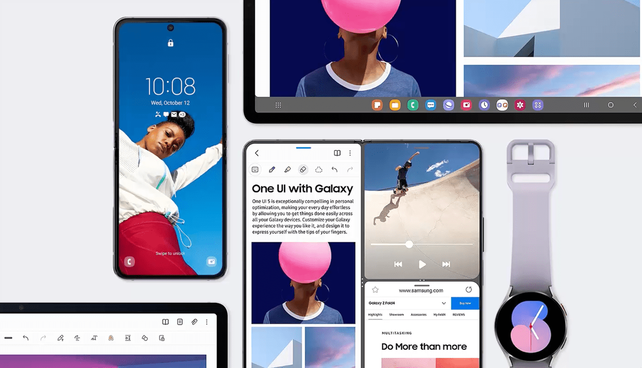 How Samsung One UI looks on phones, tablets, watches, and other devices