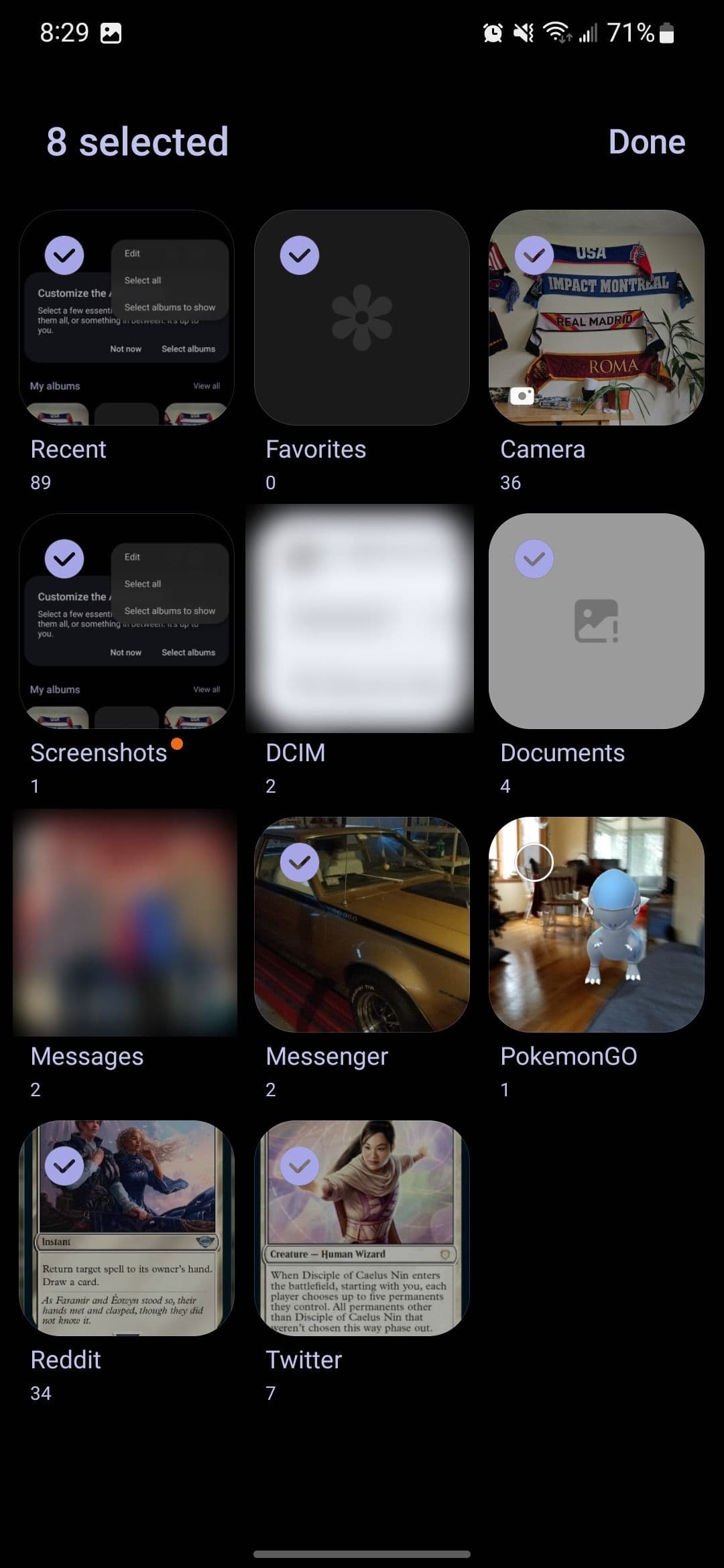 Selecting albums to appear in Samsung Gallery