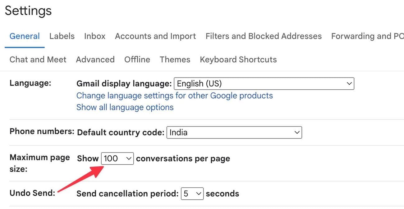 εμφάνιση μέγιστων μηνυμάτων ηλεκτρονικού ταχυδρομείου σε μια σελίδα