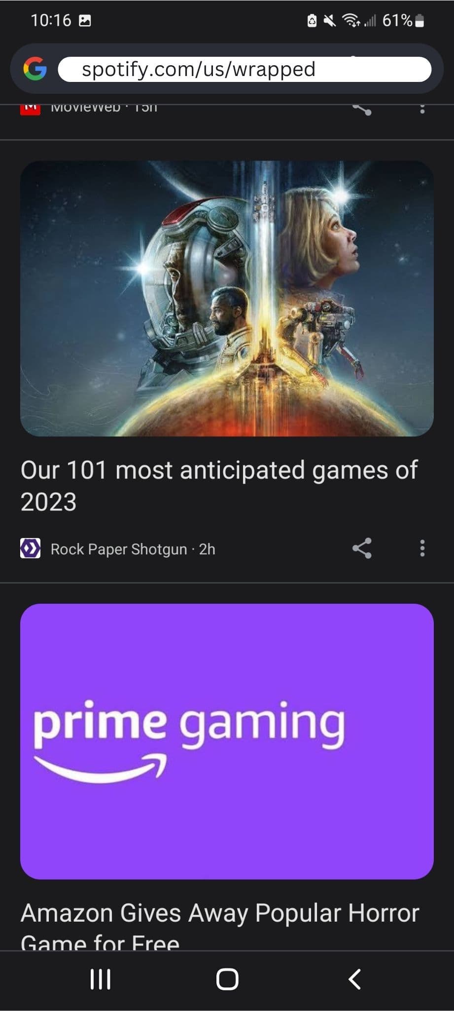 Screenshot of an Android browser with ‘spotify.com/us/wrapped’ typed in the URL bar.