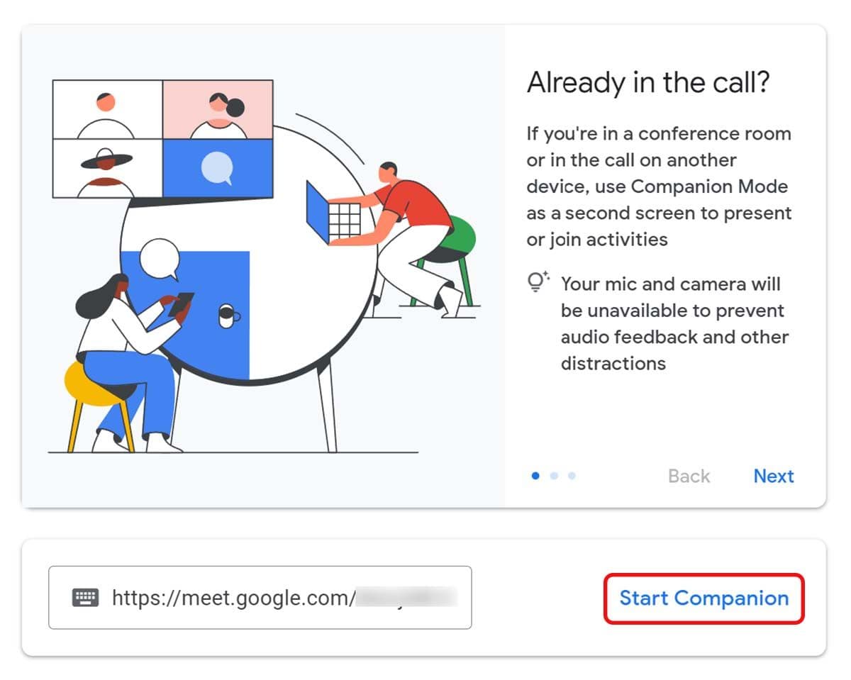 Η οθόνη για να ξεκινήσει η χρήση της λειτουργίας Companion με λεπτομέρειες σχετικά με τον τρόπο χρήσης της