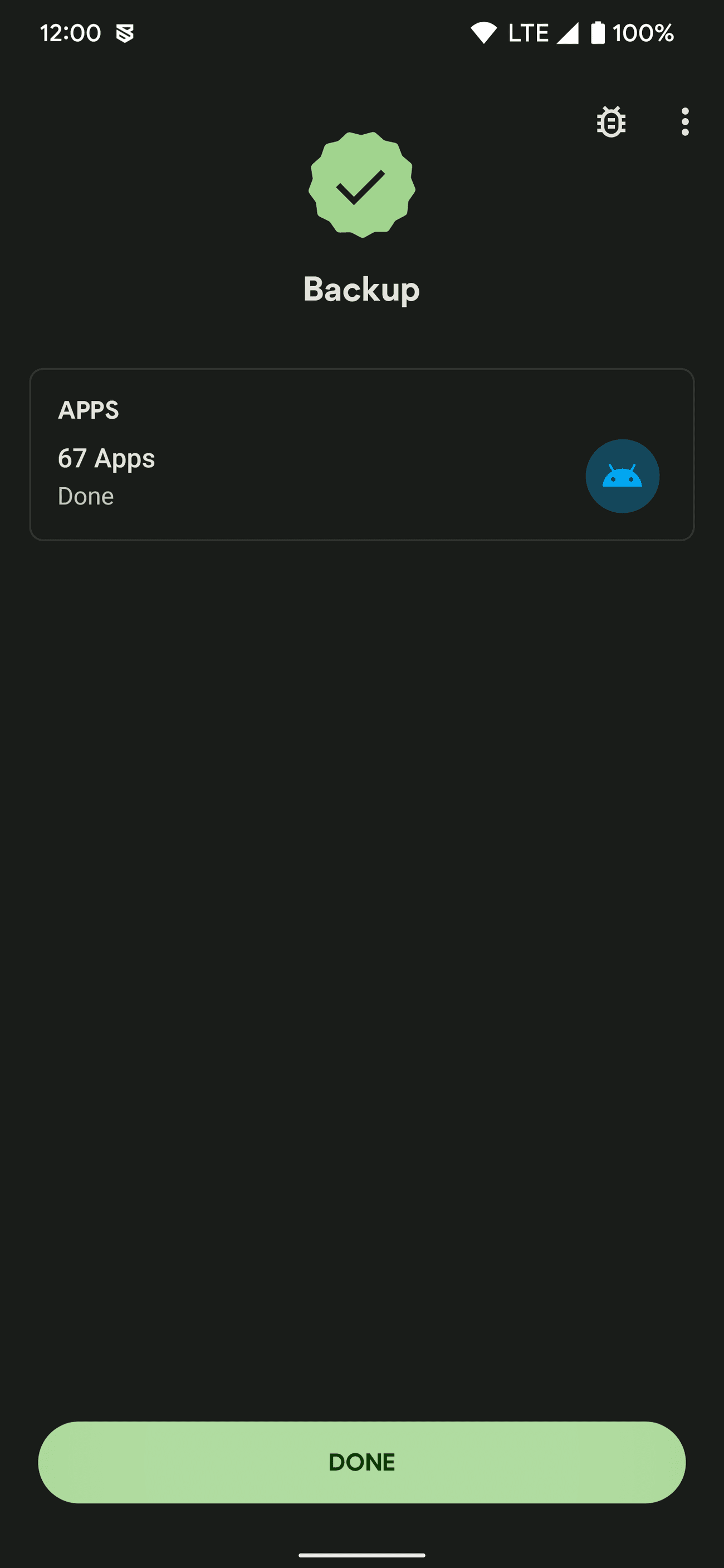 Η διαδικασία δημιουργίας αντιγράφων ασφαλείας της εφαρμογής ολοκληρώθηκε με επιτυχία στην εφαρμογή Swift Backup