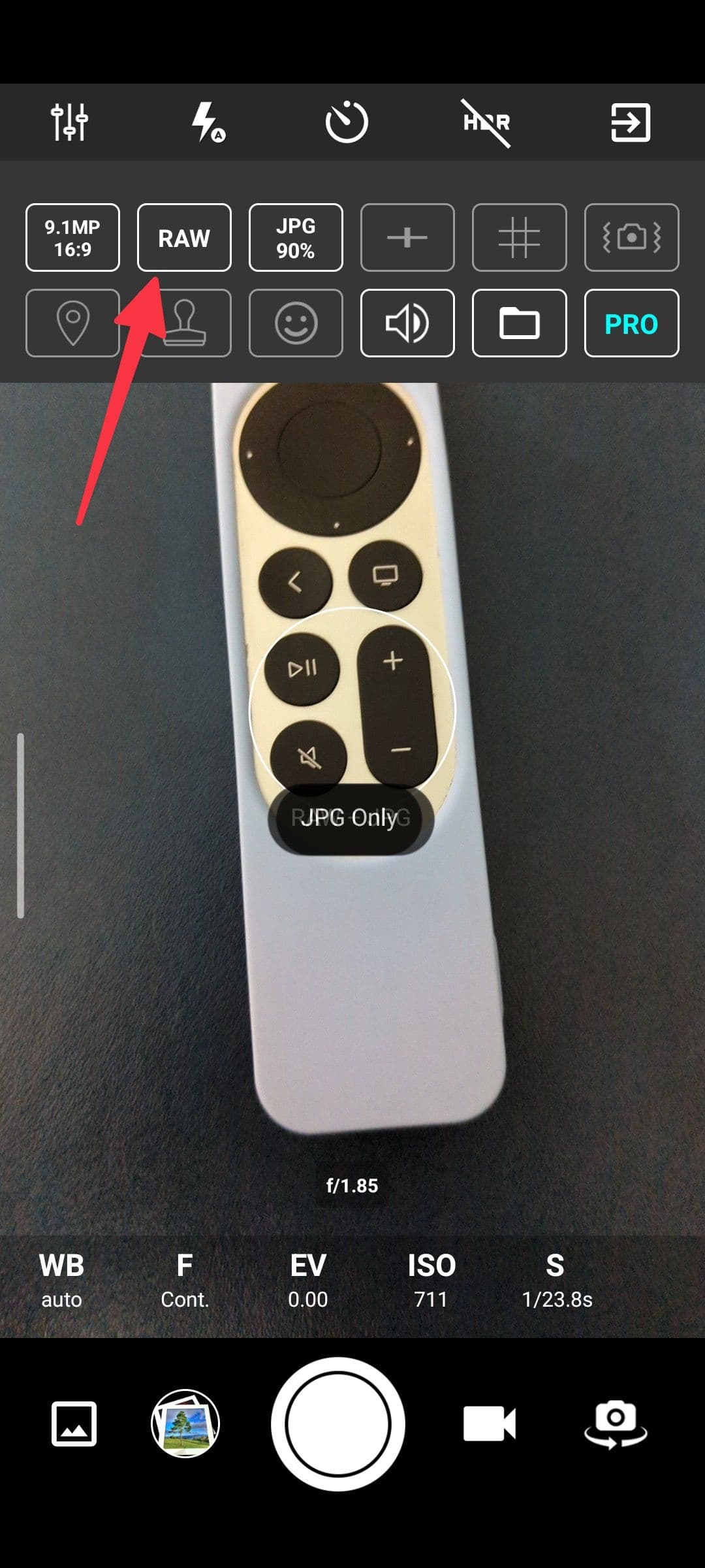 change format to RAW