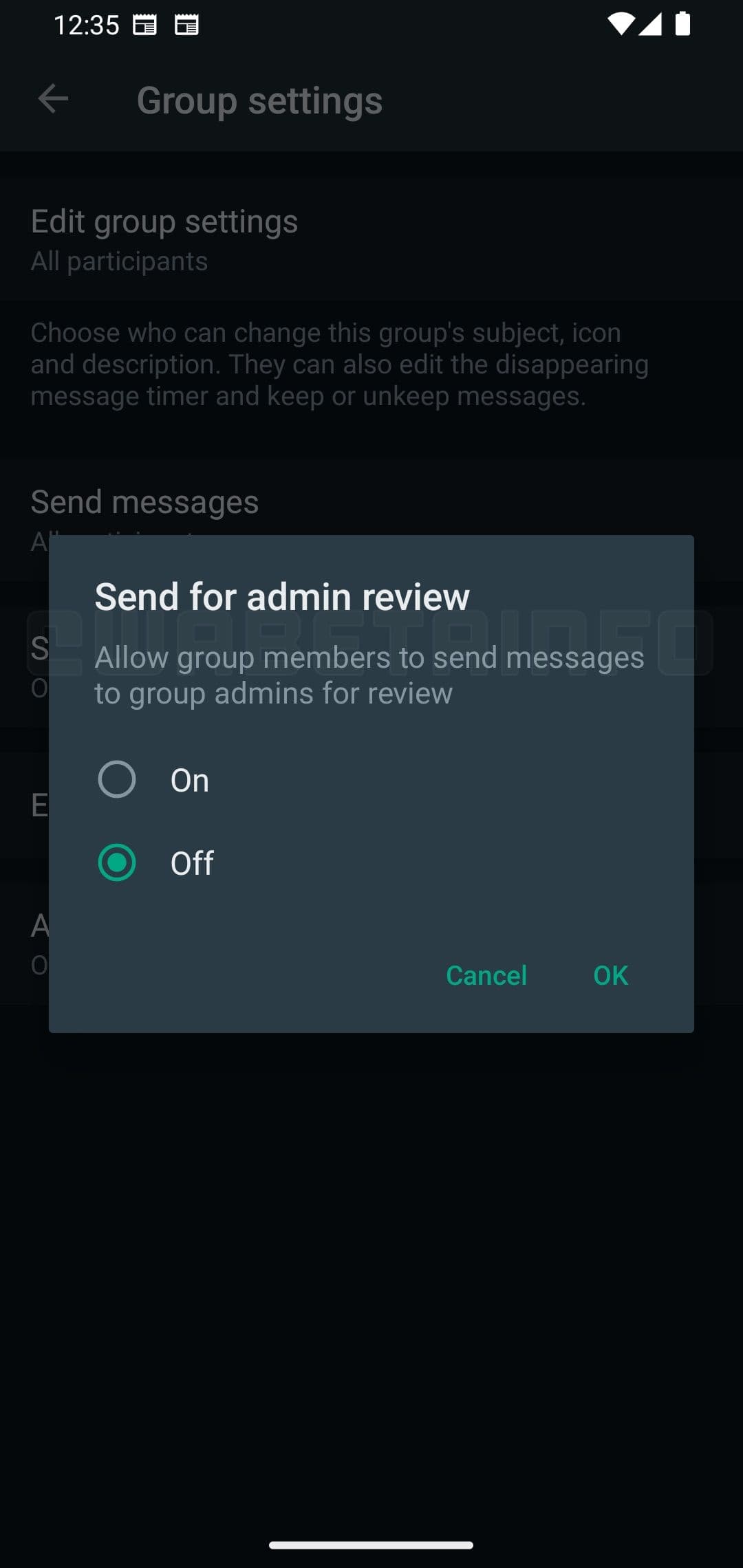 Εξέταση διαχειριστή WhatsApp beta