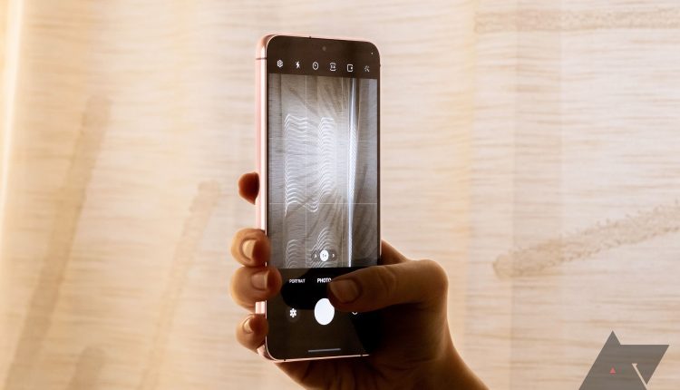 The Samsung Galaxy S23 Plus phone showing the camera app being used
