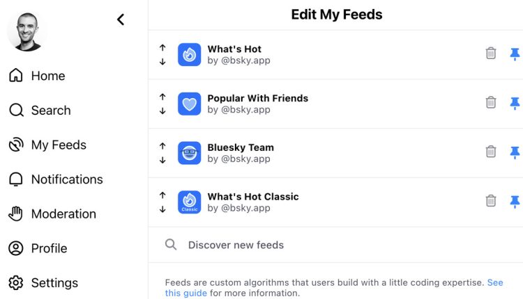 Το Bluesky κυκλοφορεί ροές με προσαρμοσμένους αλγόριθμους