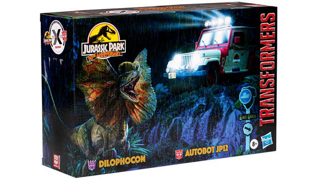 Συσκευασία δύο συσκευασιών Hasbro Jurassic Park Decepticon Dilophocon και Autobot JP12.