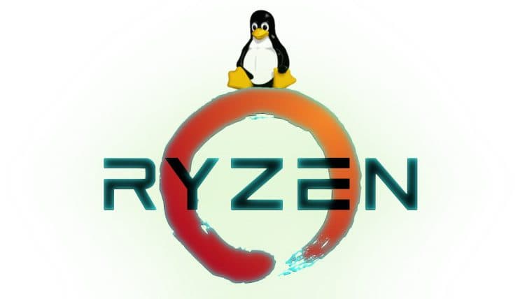 Tux sitting atop AMD Ryzen logo