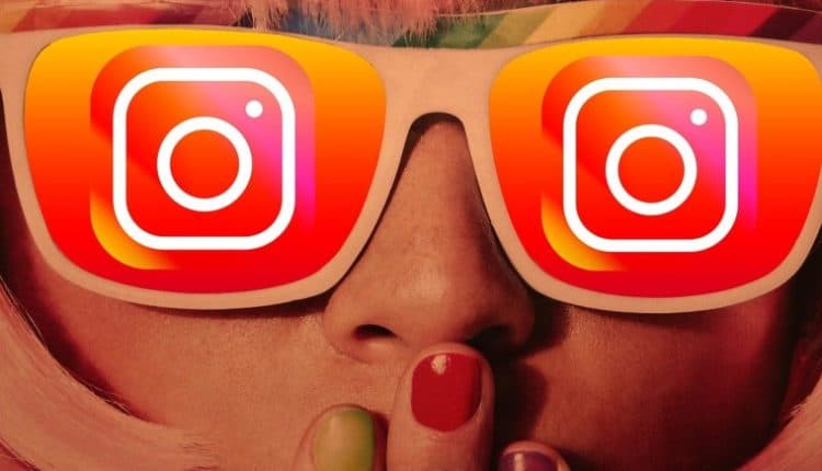 Girl wearing glasses with Instagram logo