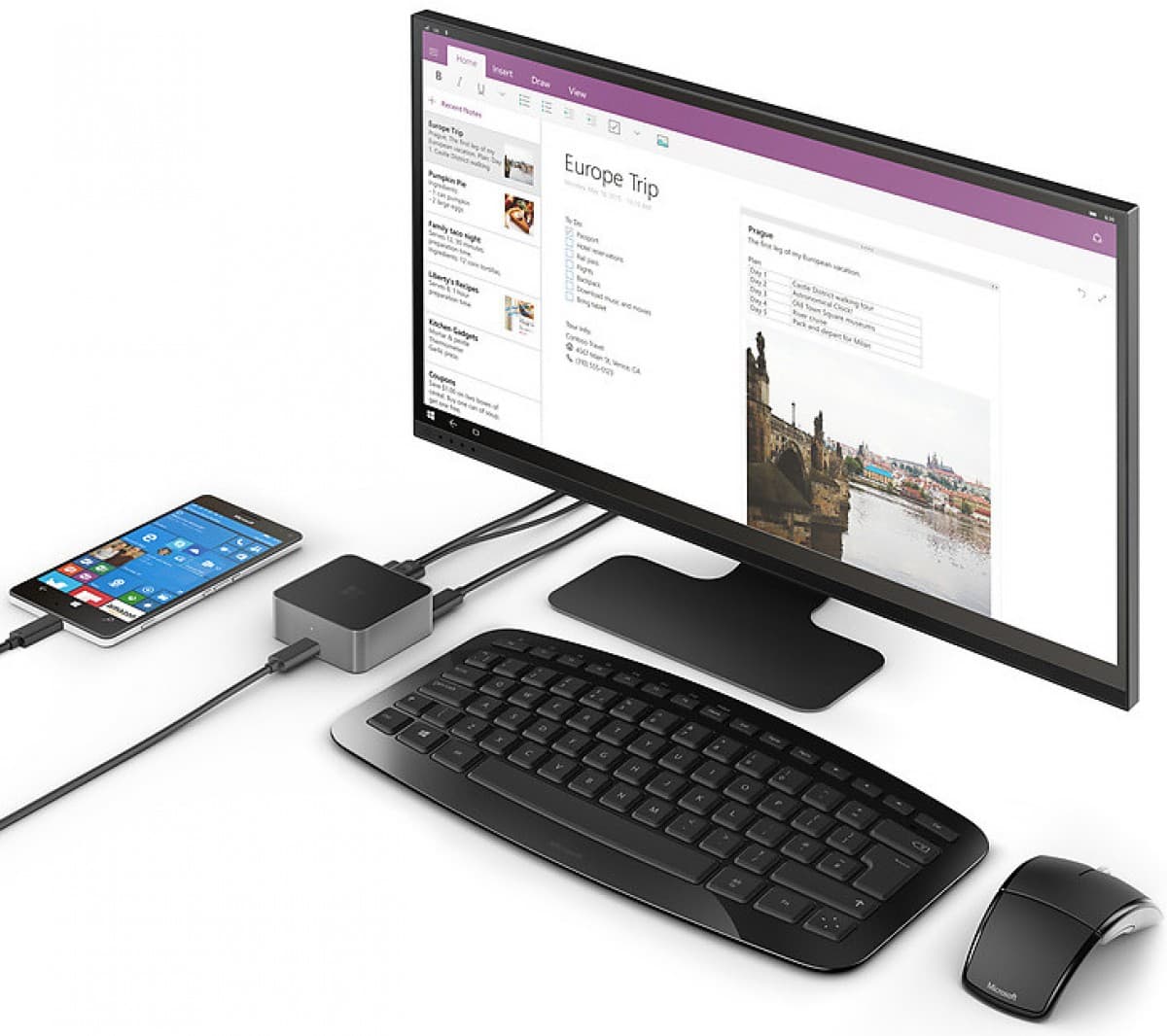 Ένα Microsoft Lumia 950 με το Display Dock σε λειτουργία Continuum