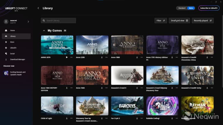 Στιγμιότυπο οθόνης Ubisoft Connect Beta